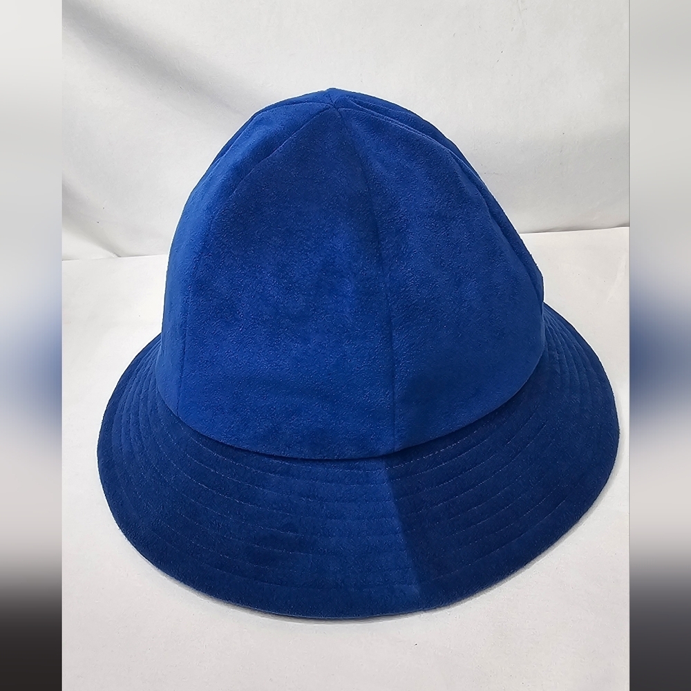 Vintage Blue Faux Suede Bucket Hat ACTWU Union Made in USA 6.5" Opening